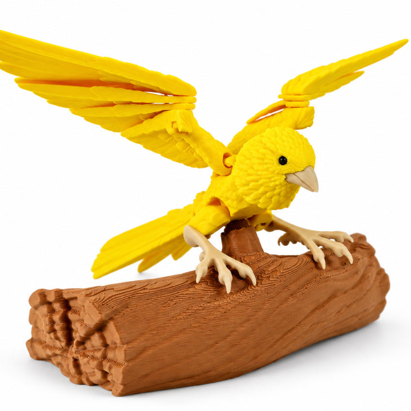 3d-geprinte-gele-kanarie-op-tak-hoofdafbeelding
